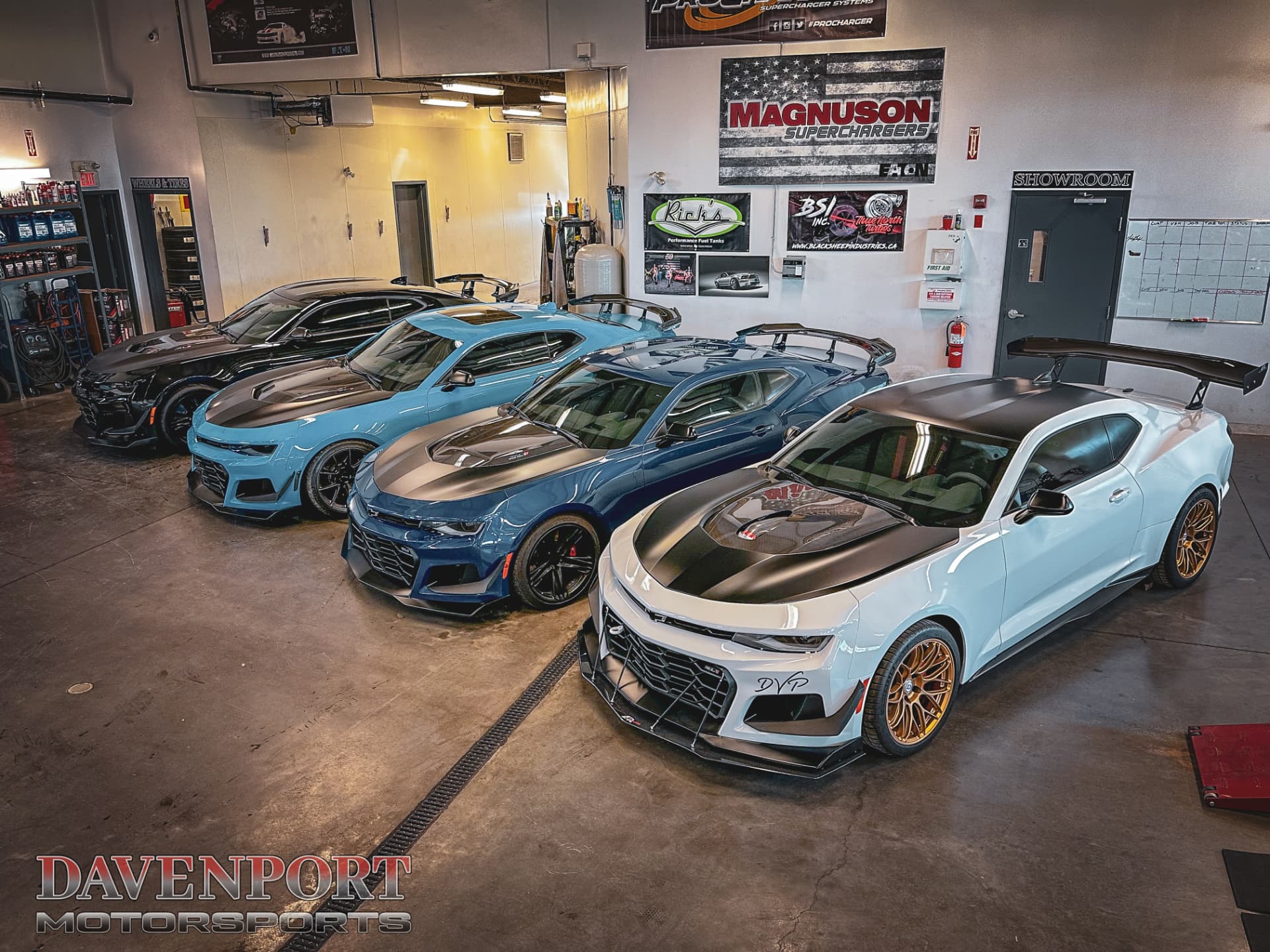 Four sixth-generation Camaro performance builds inside Davenport Motorsports